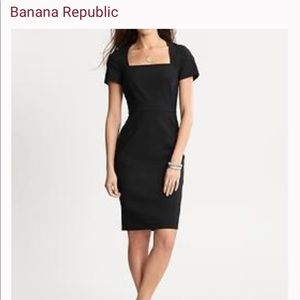 Banana Republic Black Sheath Dress Square Neck